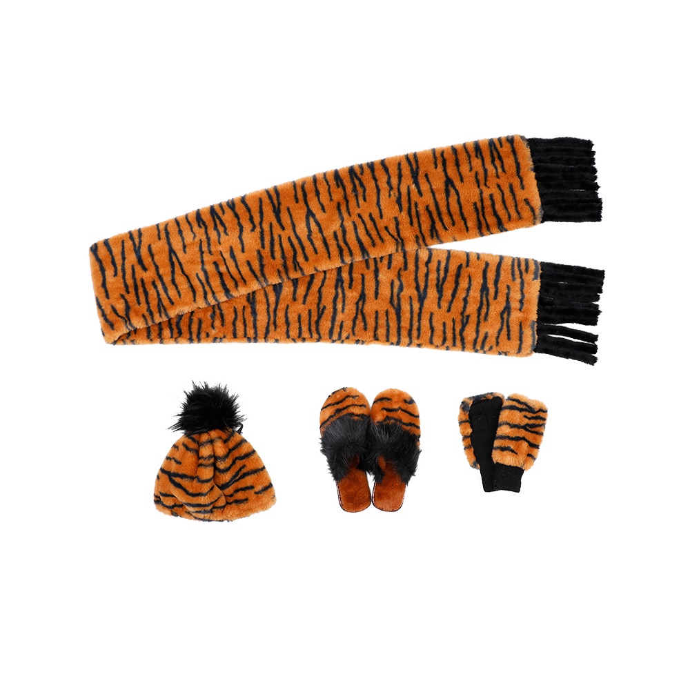 人造毛帶須長圍巾/帽子/手套/拖鞋