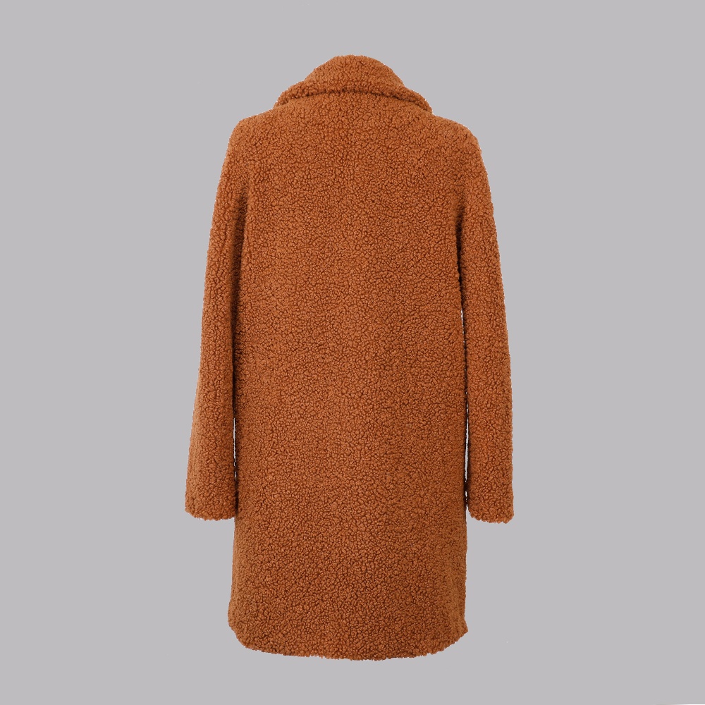 人造毛翻領長款外套