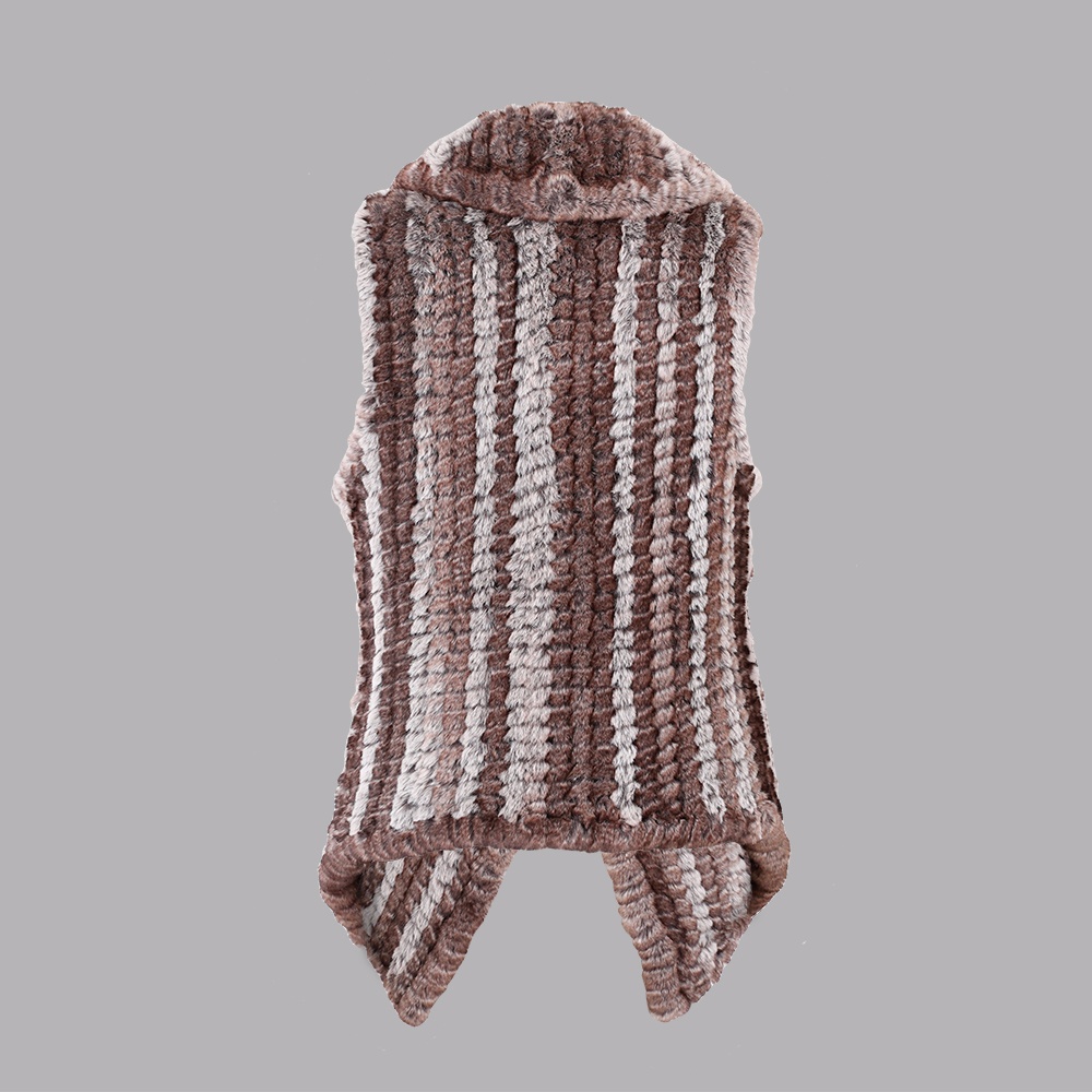 人造毛編織翻領背心