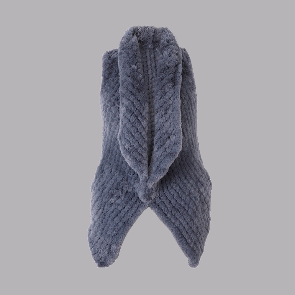 人造毛編織大翻領背心