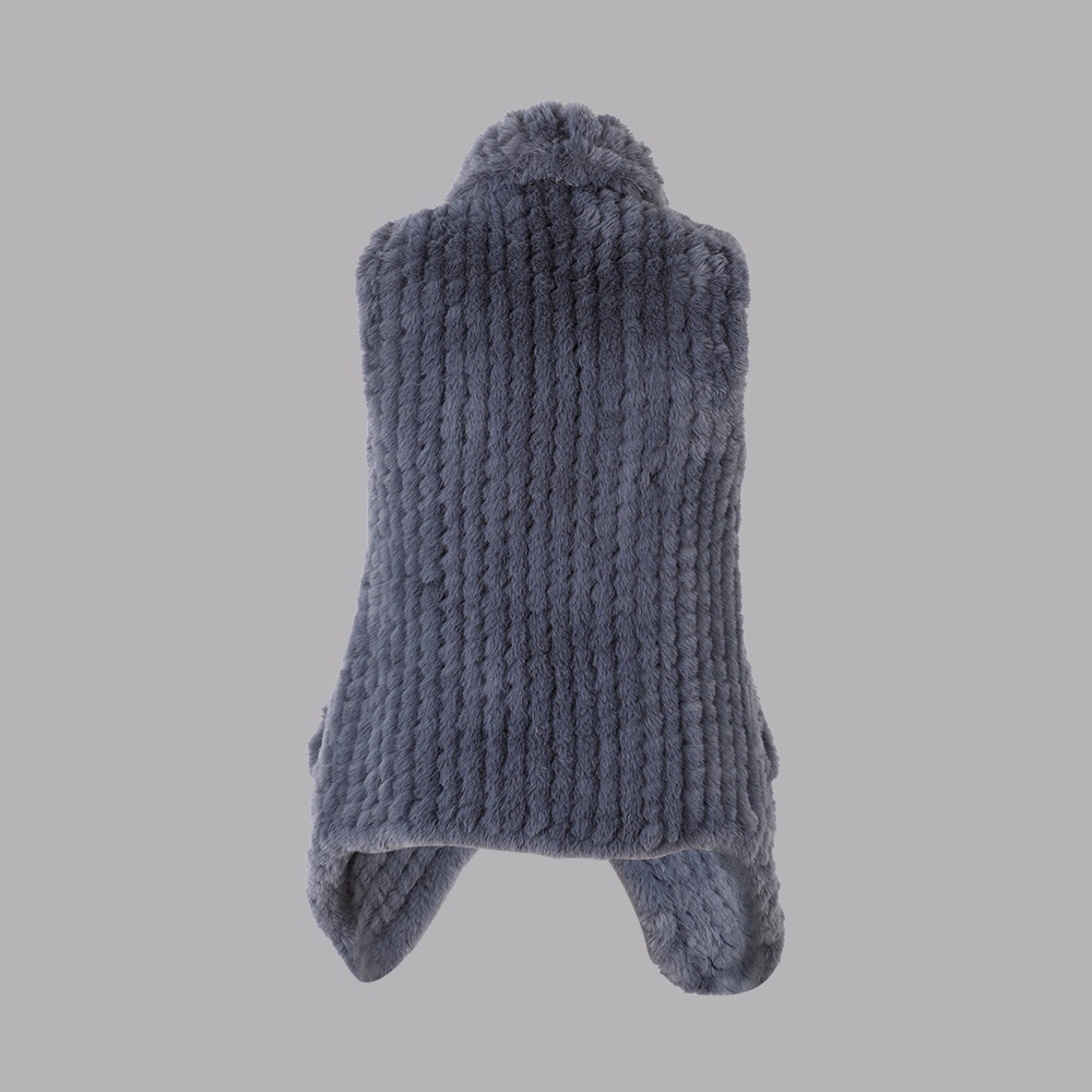 人造毛編織大翻領背心