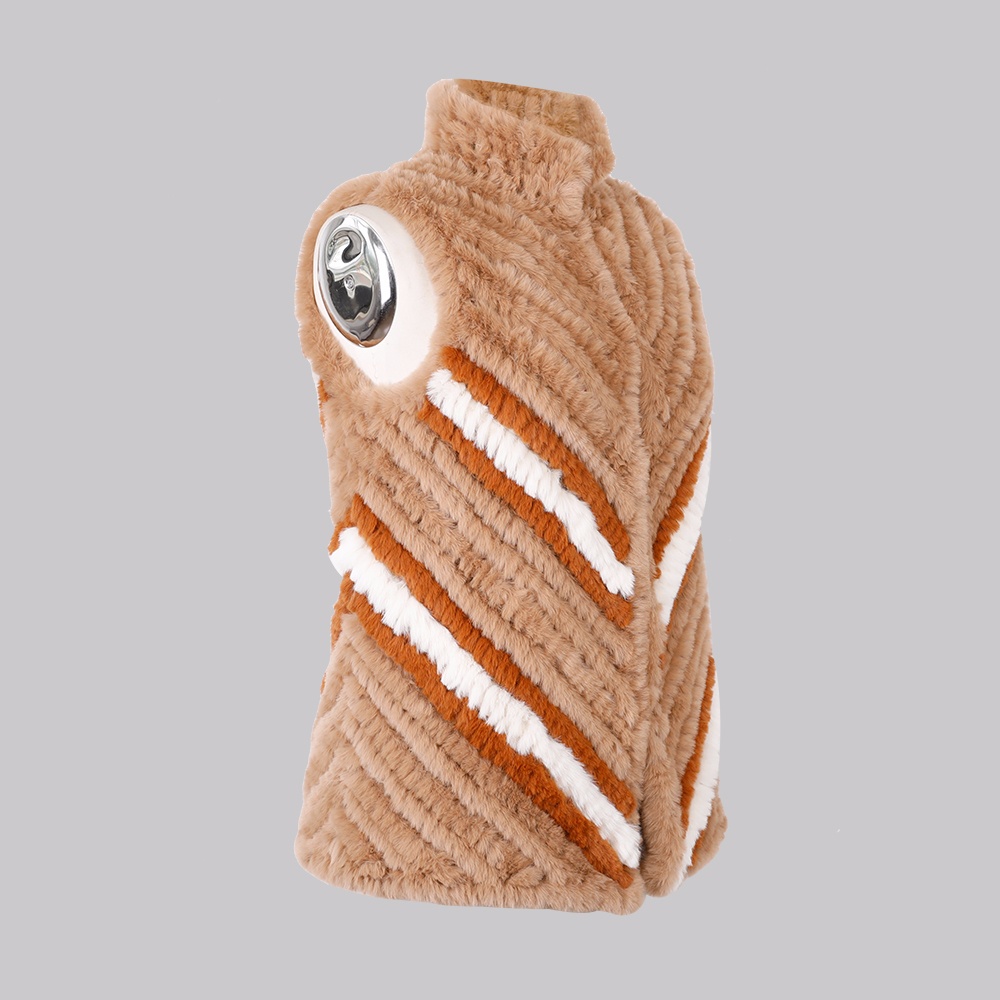 人造毛編織立領背心