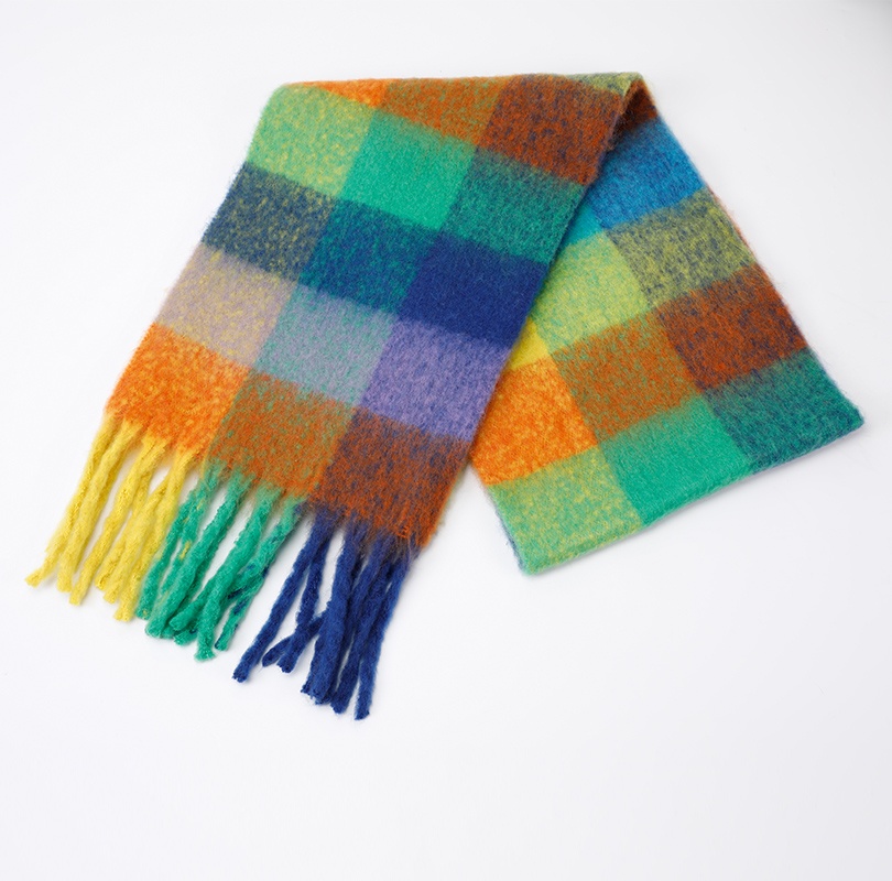 彩色格子梭織圍巾