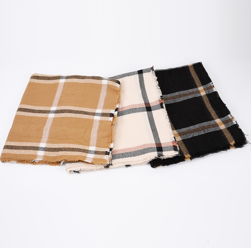 方格多色梭織圍巾
