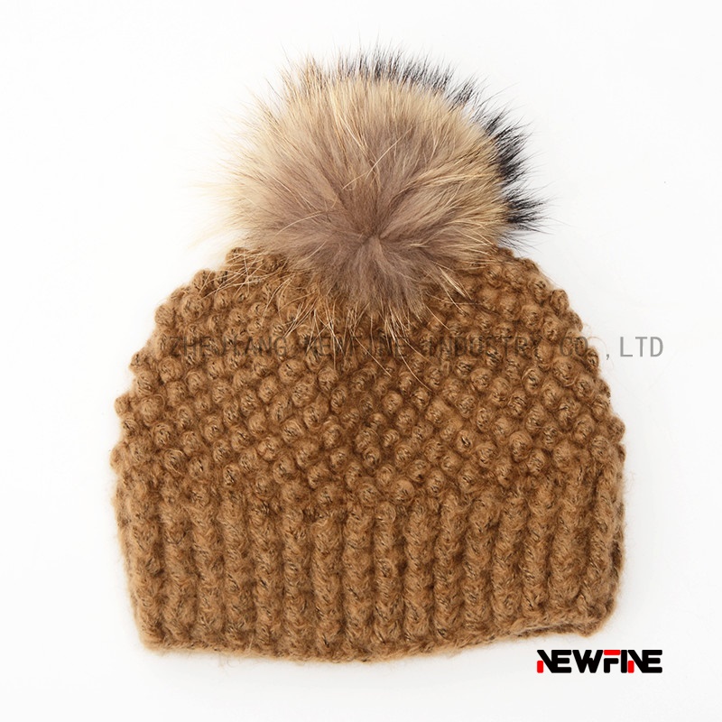 時尚保暖日常男女針織毛球帽子