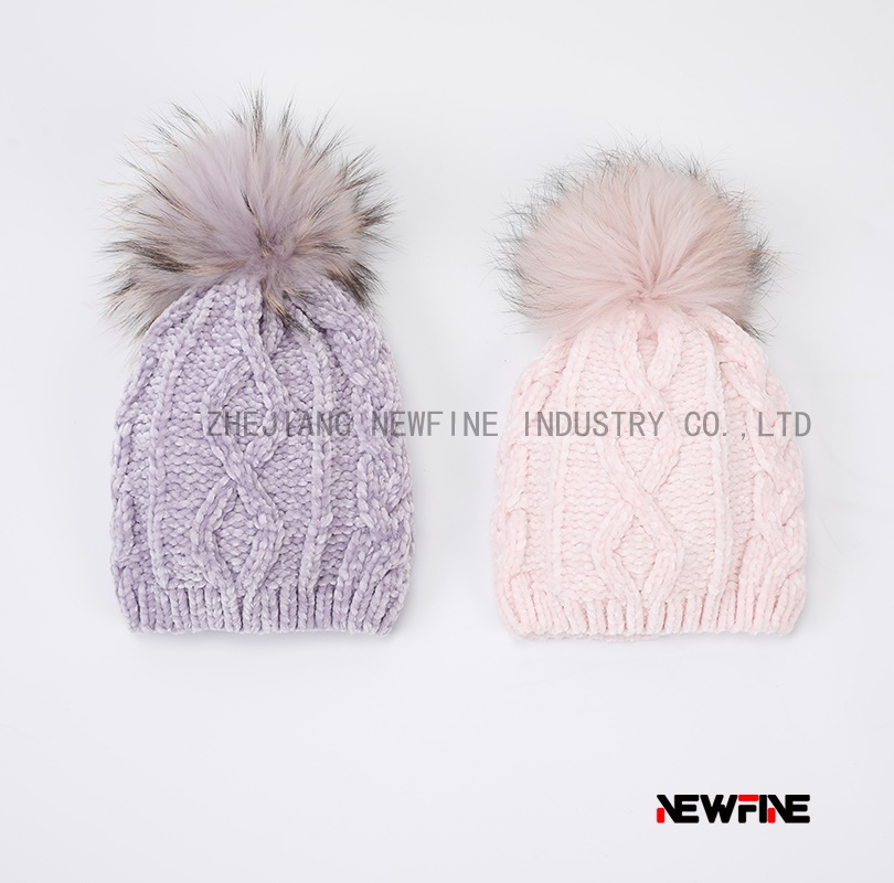 時尚保暖日常男女針織毛球帽子