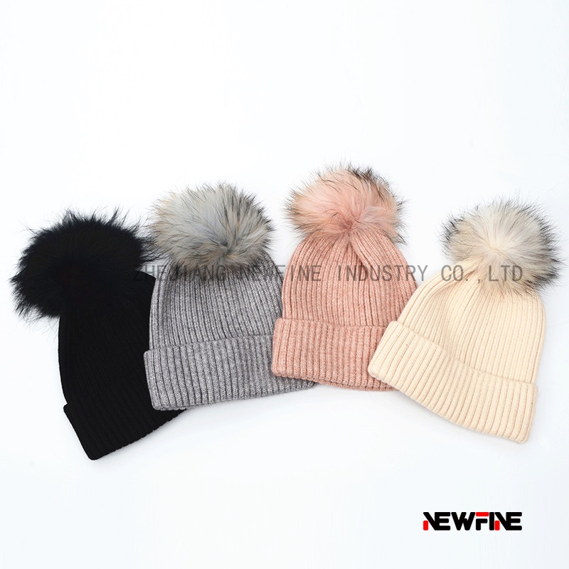 時(shí)尚保暖日常男女針織毛球帽子