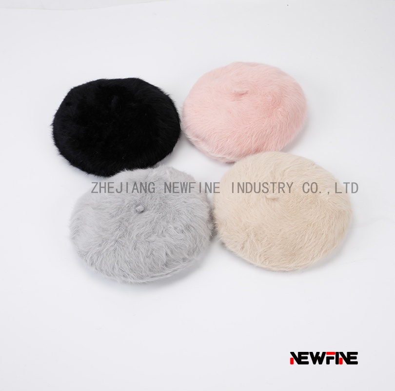 仿貂絨多彩貝雷帽