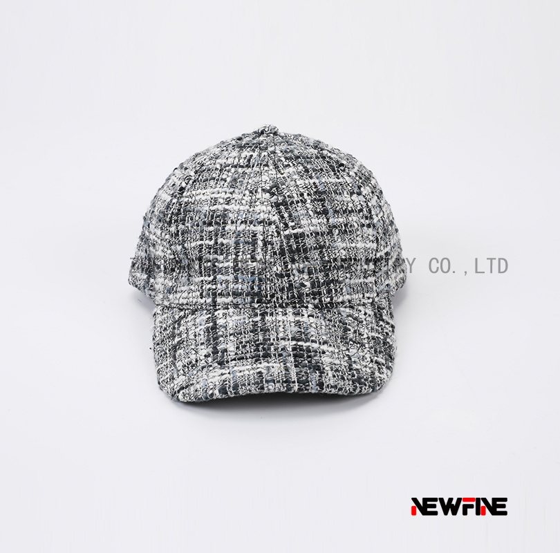 時(shí)尚格子毛呢面料棒球帽