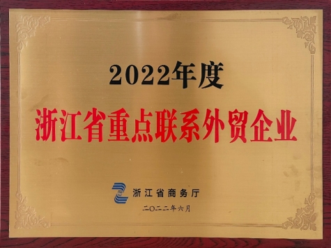 2022年度浙江省重點聯(lián)系外貿企業(yè)